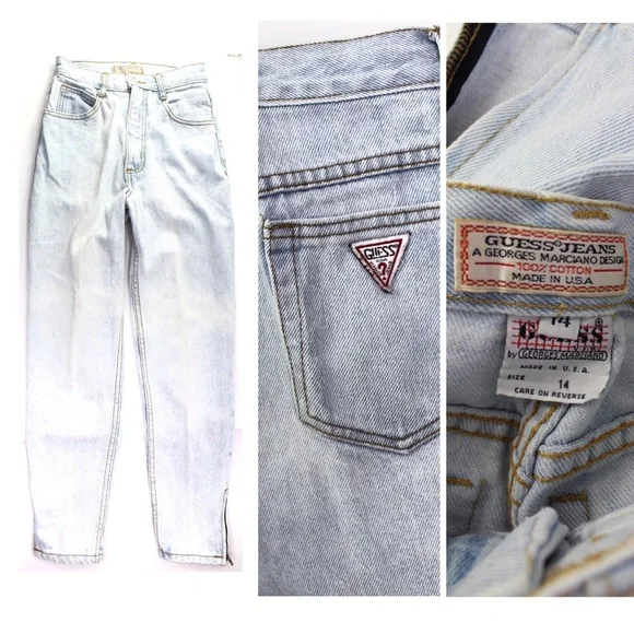 Vintage | Bottoms | Vintage Guess Light Wash Zip Ankle Jeans